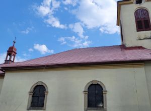 Čištění, nátěr věže a střechy kostela  Jičín